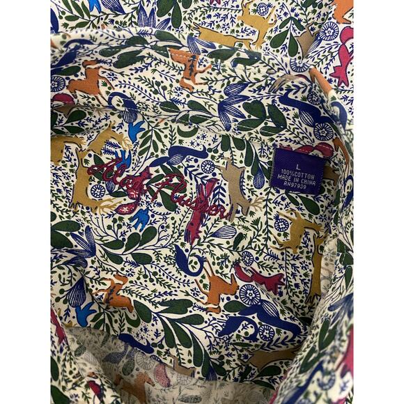 Men Alan Flusser deer paisley floral all-over graphic print button up shirt L - Picture 5 of 5